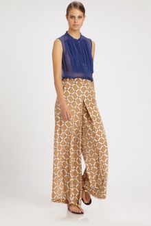 Tibi Nadia Wideleg Silk Pants - Lyst