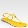 Tory Burch Emmy Leather Thong Logo Sandals in Yellow - Lyst