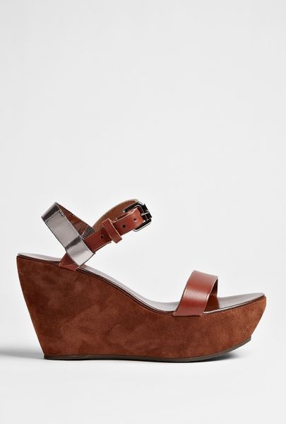 Acne Brown Estelle Wedge Sandal in Brown - Lyst