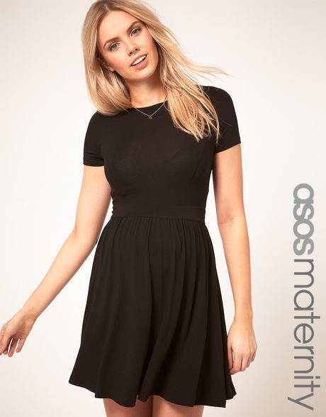 Asos Maternity Skater Dress With Short Sleeve in Black - Lyst
