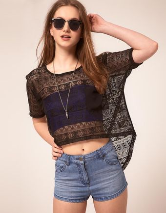 ASOS Collection Top In Crochet With Dipped Back - Lyst