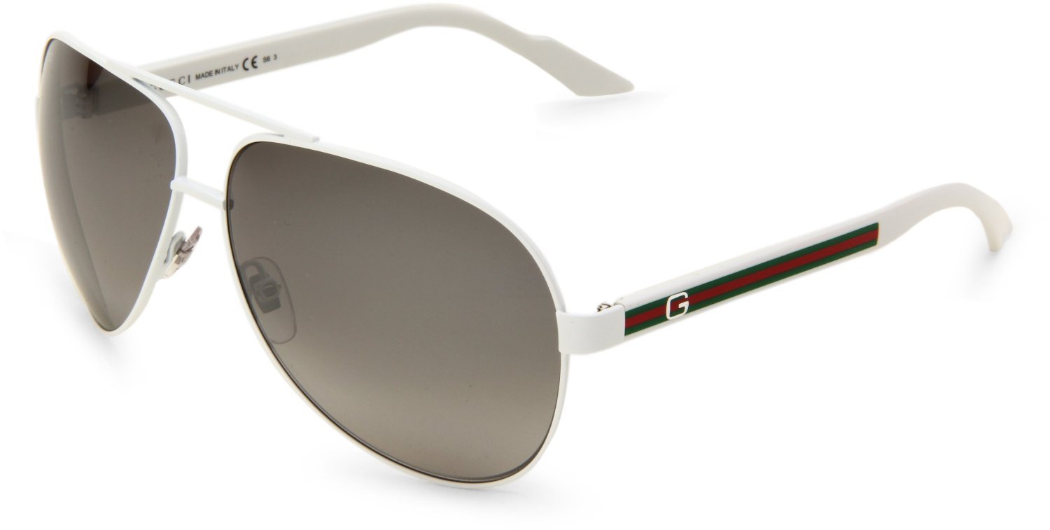 Gucci Mens S Aviator Sunglasses In White For Men White Frame Green Grey Ss Lens Lyst