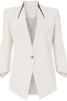 Helmut Lang Ivory Era Leather Trim Blazer - Lyst