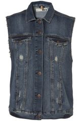 Moto Sleeveless Denim Jacket