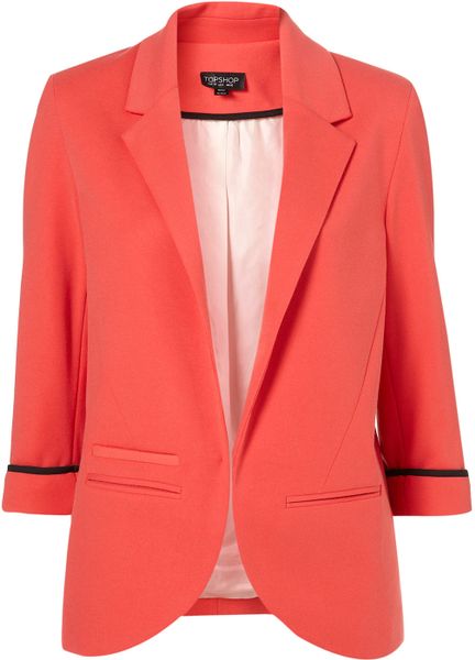 Topshop Ponte Boyfriend Blazer in Red (watermelon) - Lyst