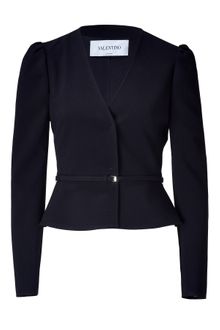 Valentino Black Cropped Wool Blend Jacket - Lyst