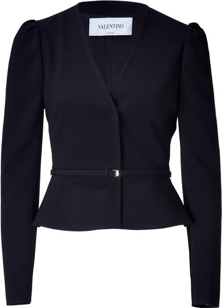 Valentino Black Cropped Wool Blend Jacket in Black - Lyst