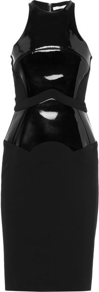 Antonio Berardi Patent Paneled Stretch Crepe Dress - Lyst