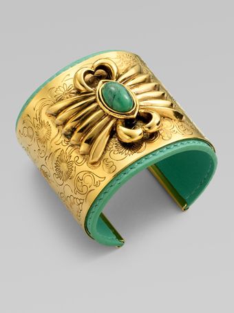Aurelie Bidermann Turquoise-Accented Etched Bracelet - Lyst