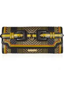 Burberry Prorsum Woven Leather and Cotton Clutch - Lyst