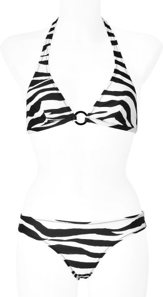 D&g Black and White Zebra Print Halter Bikini in Black - Lyst