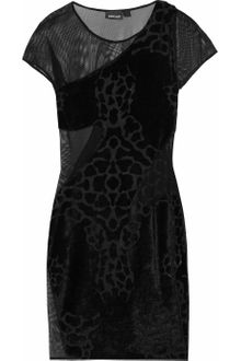 Just Cavalli Mesh and Devoré Velvet Dress - Lyst