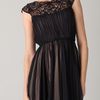 Marchesa Chiffon Dress with Illusion Neckline in Black - Lyst