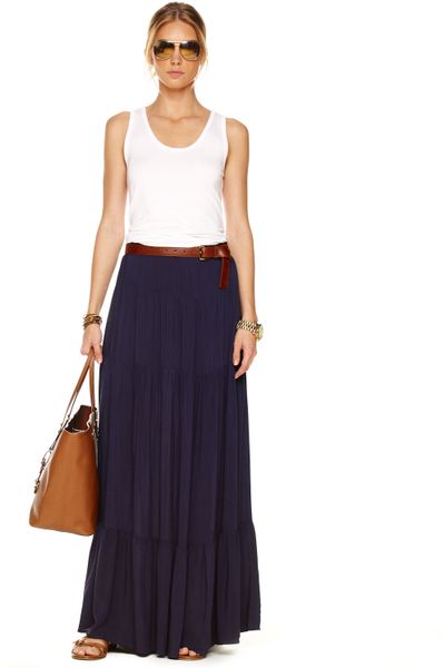 Michael Kors Tiered Maxi Skirt Womens Navy in Blue (navy) - Lyst
