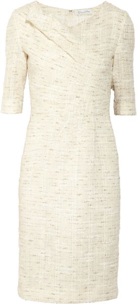 Oscar De La Renta Metallicflecked Tweed Dress in White (clay) - Lyst