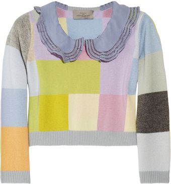  Mia Cropped Pixelated Cashmere Sweater 