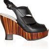 Proenza Schouler Cutout Leather and Wooden Wedge Sandals in Black - Lyst