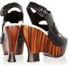 Proenza Schouler Cutout Leather and Wooden Wedge Sandals in Black - Lyst