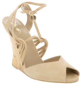 Yves Saint Laurent Peep Toe Wedge - Lyst