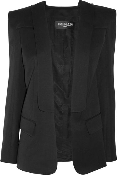 Balmain Wool and Linenblend Jacket in Black - Lyst
