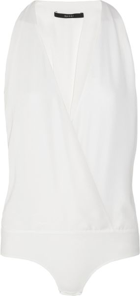 Gucci Silkgeorgette Bodysuit in White - Lyst
