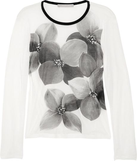 Jason Wu Printed Jersey Top in Black (ivory) - Lyst