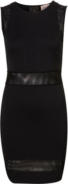 Topshop Mesh Insert Bodycon Dress By Dress Up in Black - Lyst