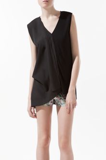 Zara Tshirt with Fine Pleats At Shoulder - Lyst