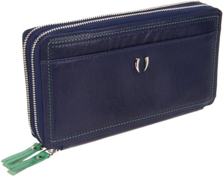 Tusk Capri Double Zip Checkbook Wallet in Blue (navy/jade) | Lyst