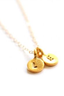 Bijouxbar By Vivien Frank Tiny Gold Initial Necklace Two Charms - Lyst