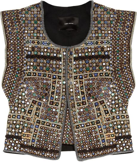Isabel Marant Wolf Embellished Cotton Vest in Black - Lyst
