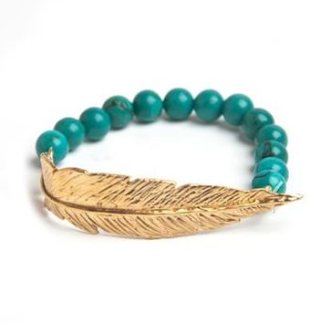 Leivankash Feather Turquoise Bracelet - Lyst