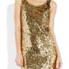 Moschino Pailletteembellished Crepe Mini Dress in Gold (black) - Lyst