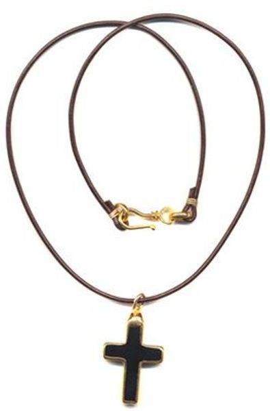 Peggy Li Black Onyx Cross Necklace in Black - Lyst