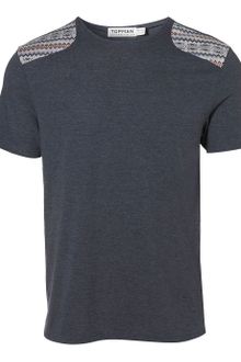Topman Indigo Pattern Patch Crew Tee - Lyst