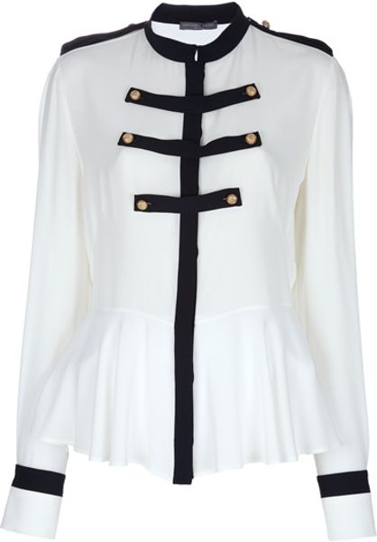 Alexander Mcqueen Military Style Blouse in White - Lyst