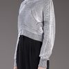Alexander Wang Bicolor Shrug Sweater in Gray (black) - Lyst
