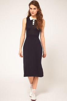 Asos Sleeveless Knitted Shirt Midi Dress - Lyst