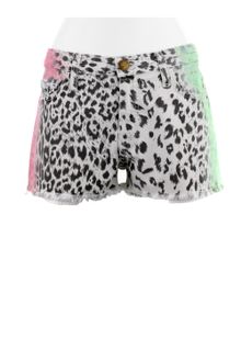 Current/Elliott Neon Leopard Denim The Boyfriend Shorts - Lyst