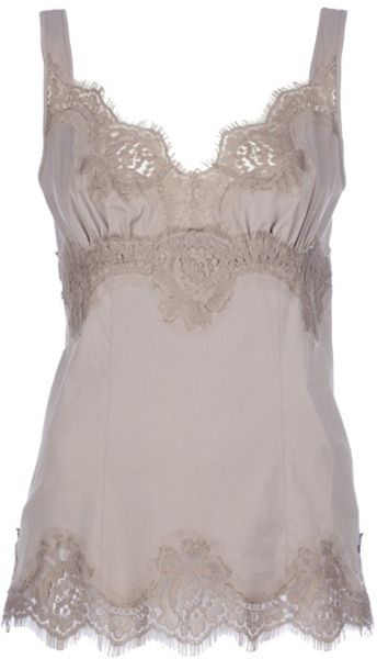 Dolce & Gabbana Lace Vest Top in Beige (mushroom) - Lyst