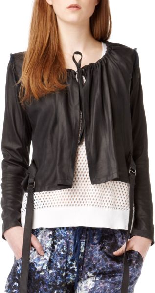 Edun Suede Cinched Collar Jacket in Blue (navy) - Lyst