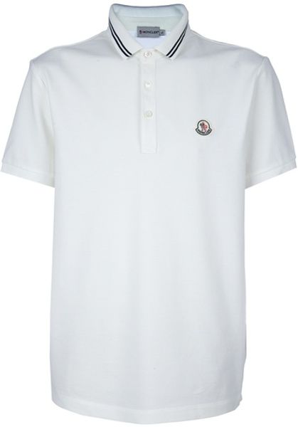 Moncler Logo Polo Shirt in White for Men - Lyst