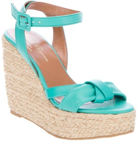 Robert Clergerie Wedge Sandal in Blue (green) - Lyst