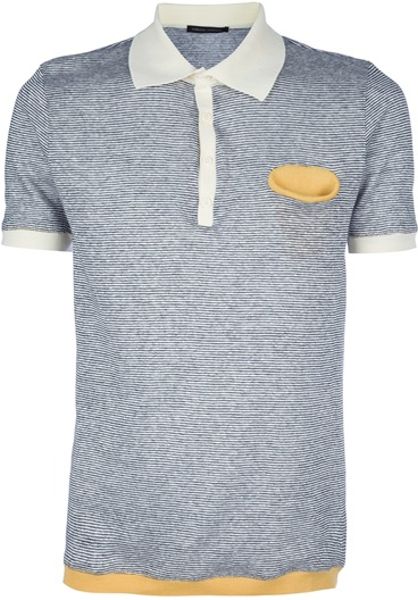Roberto Collina Striped Polo Shirt in Gray for Men (grey) - Lyst