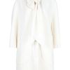Yves Saint Laurent Bow Neck Tie Coat in White (ivory) - Lyst