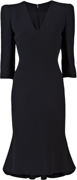 Alexander Mcqueen Flute Hem Dress in Black - Lyst