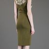 Alexander Mcqueen Intarsia Knit Dress in Khaki - Lyst