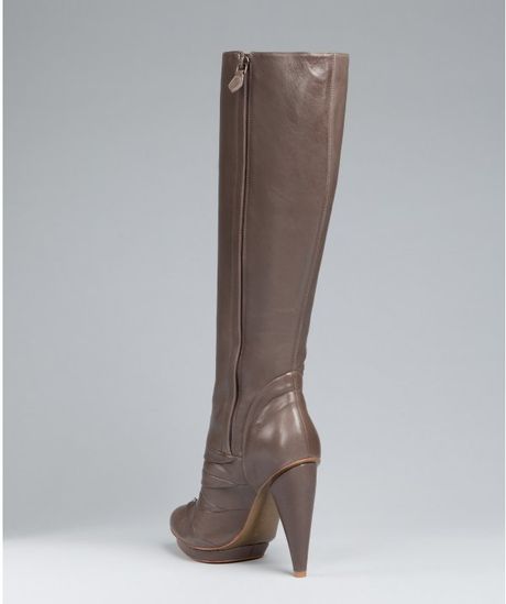 cone heel leather boots