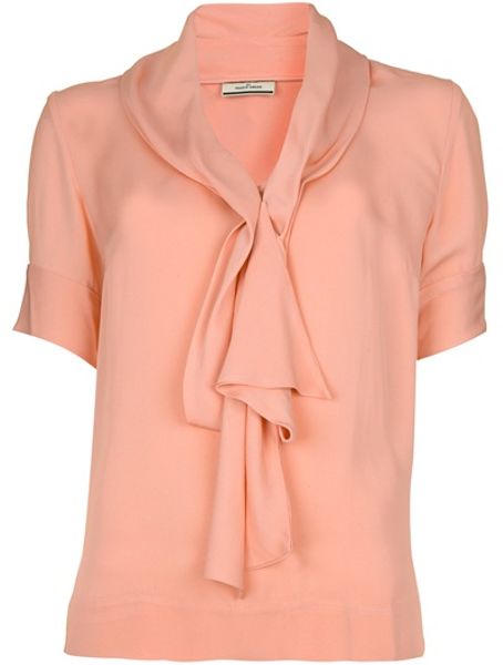 By Malene Birger Neck Tie Blouse in Pink - Lyst