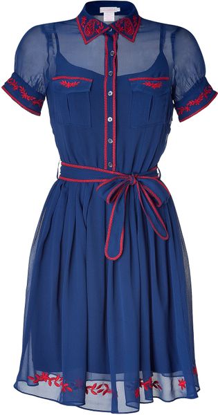 Collette By Collette Dinnigan Gentian Silk Chiffon Dress with Slip Dress in Blue - Lyst